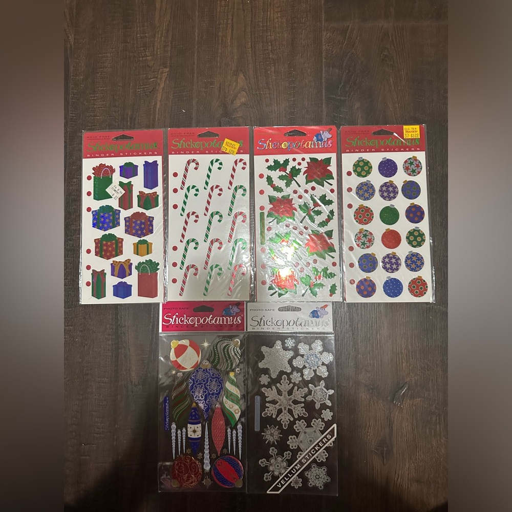 [Lot of 6] RARE Collectible Stickopotamus Christmas Winter Theme Sticker Sheets